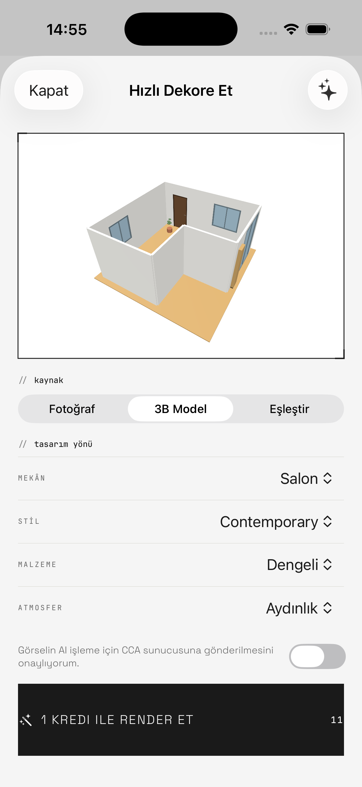 Quick Decorate screen