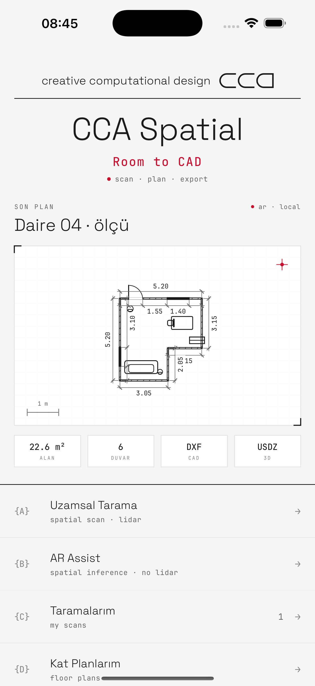 Dimensioned floor plan screen
