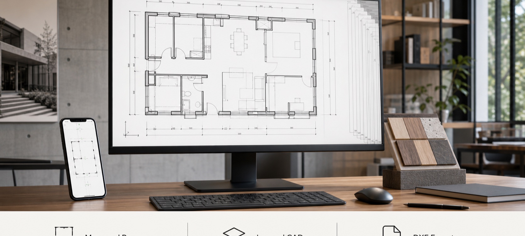 Layered DXF floor plan in a CAD workspace