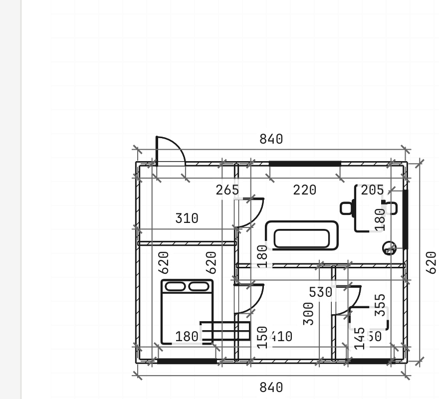 Dimensioned architectural floor plan